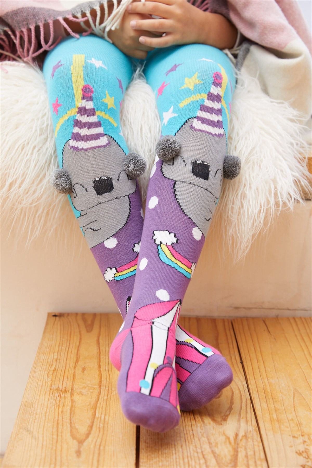 Circus Koala Kız Çocuk Külotlu Çorap Desenli