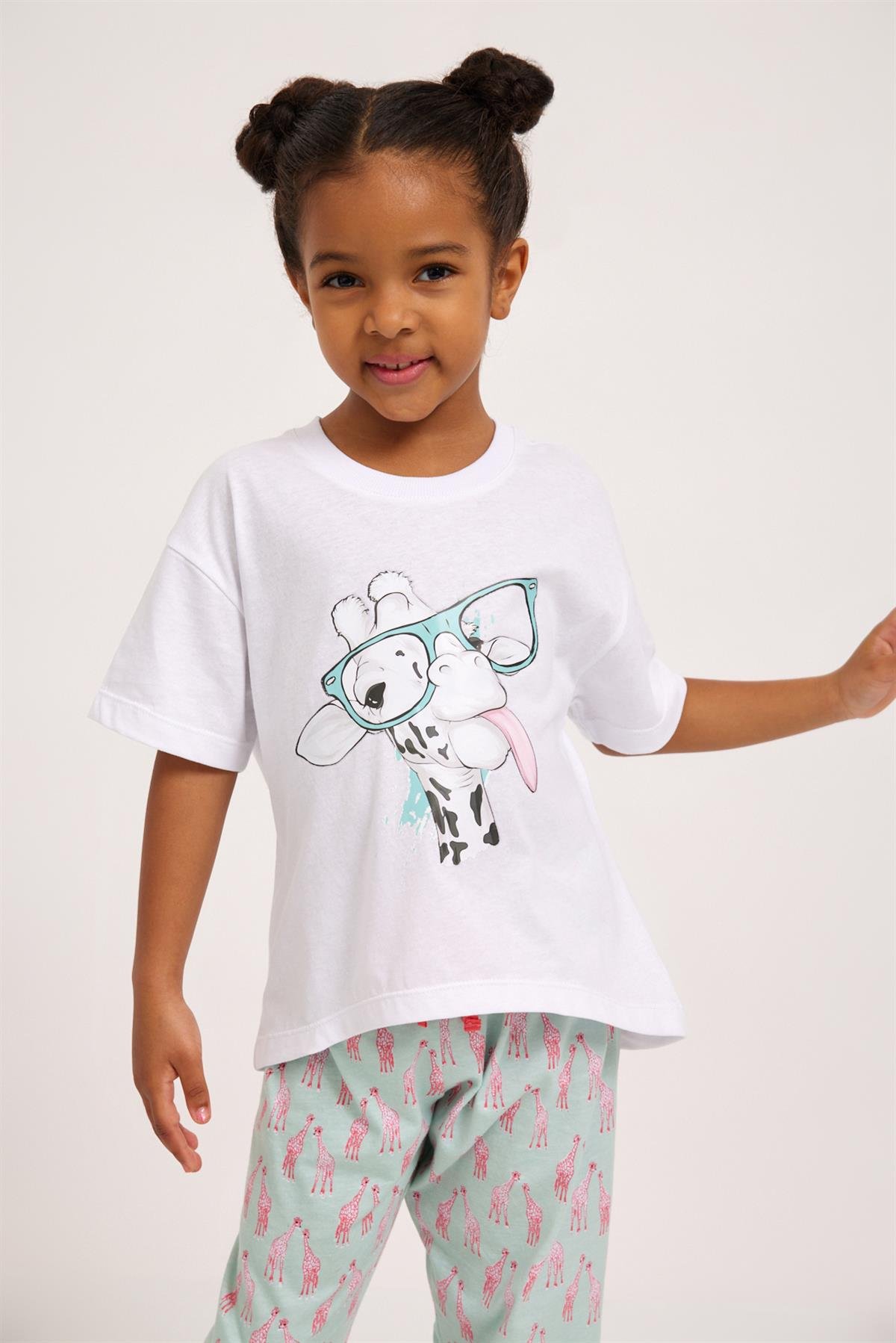 Fun Giraffe Kız Çocuk T-Shirt Beyaz