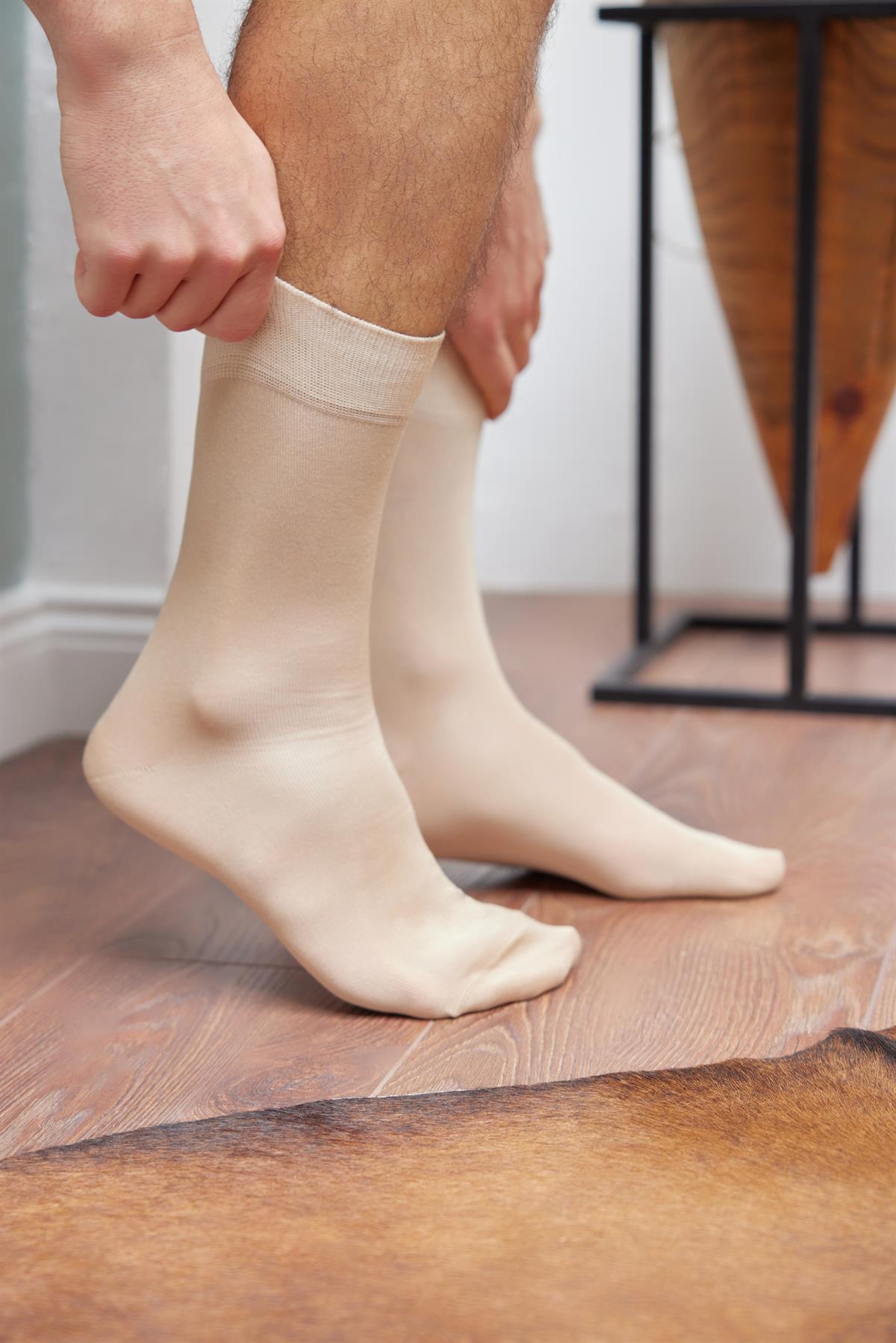 Merserize Erkek Soket Çorap Bej