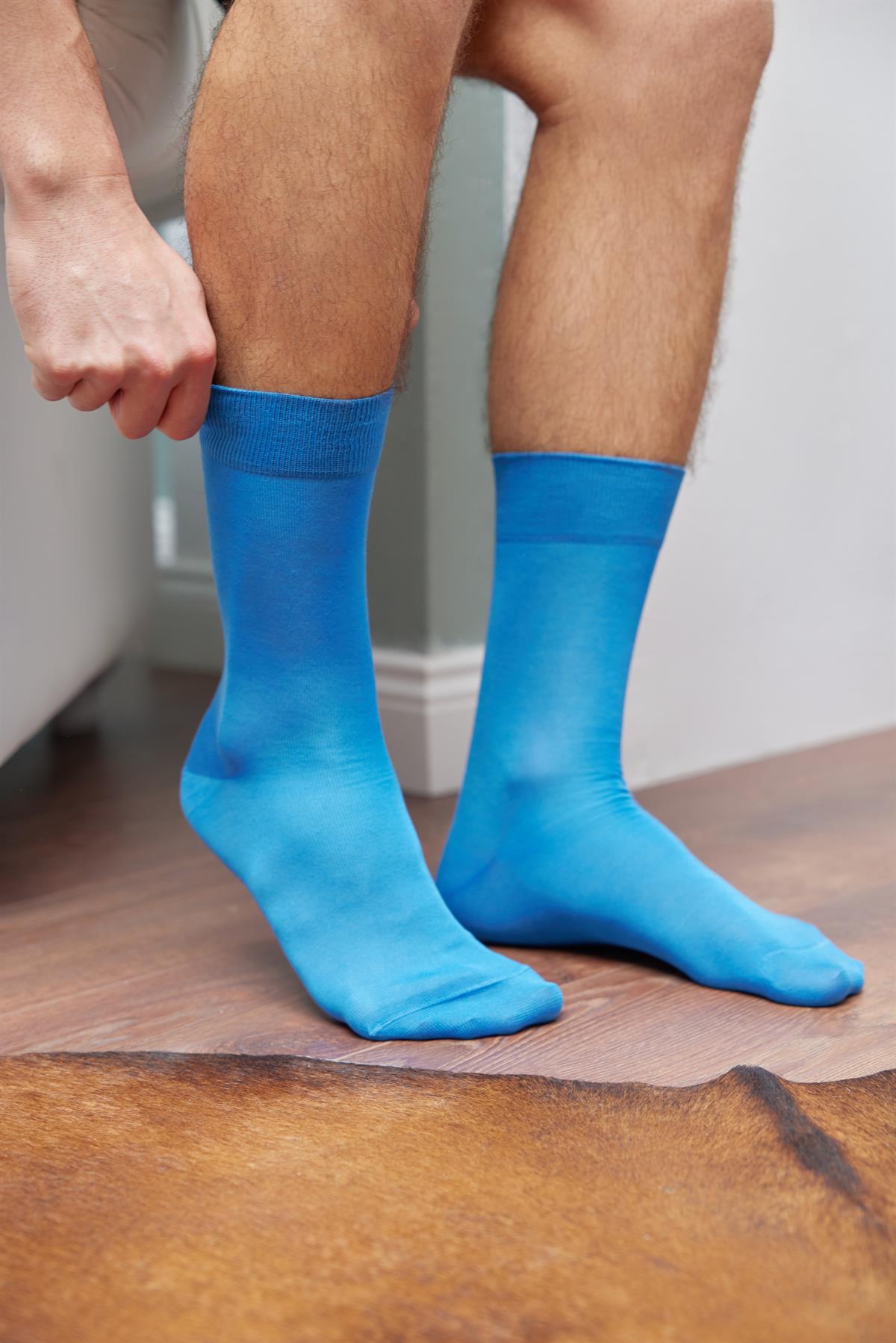 Merserize Erkek Soket Çorap MAVİ