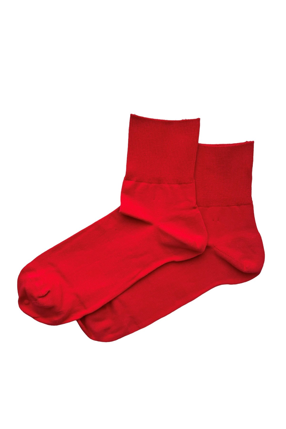 Pamuklu Desenli Unisex Soket Çorap Kırmızı
