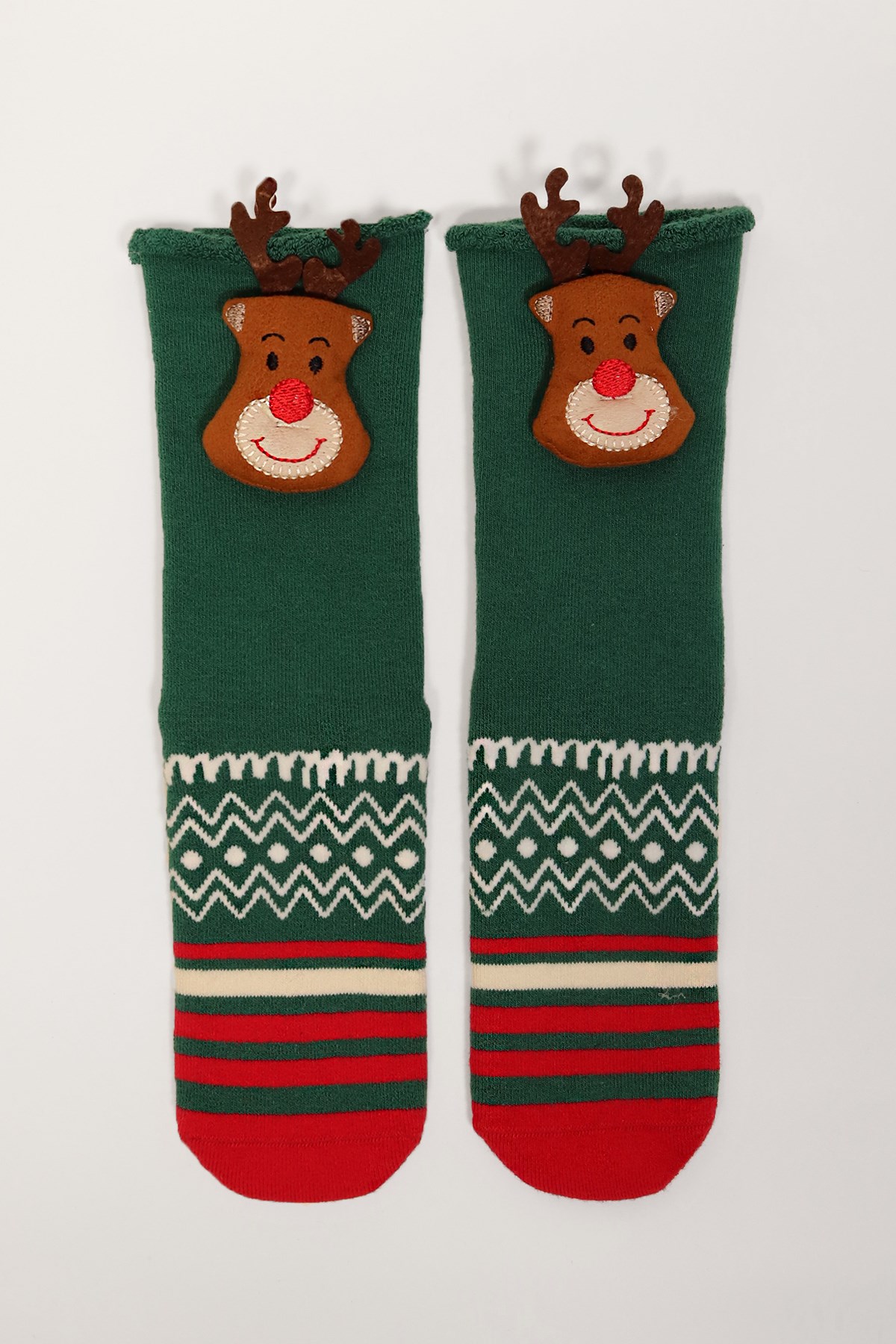 Sweet Christmas Kadın Havlu Soket Çorap Yeşil