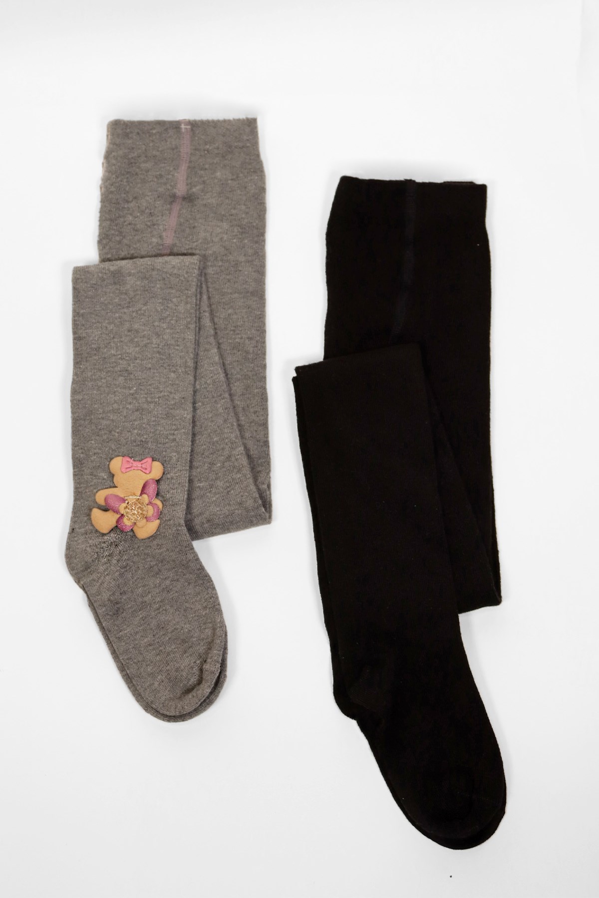 2'li Paket Fancy Bebek Külotlu Çorap Gri / Siyah