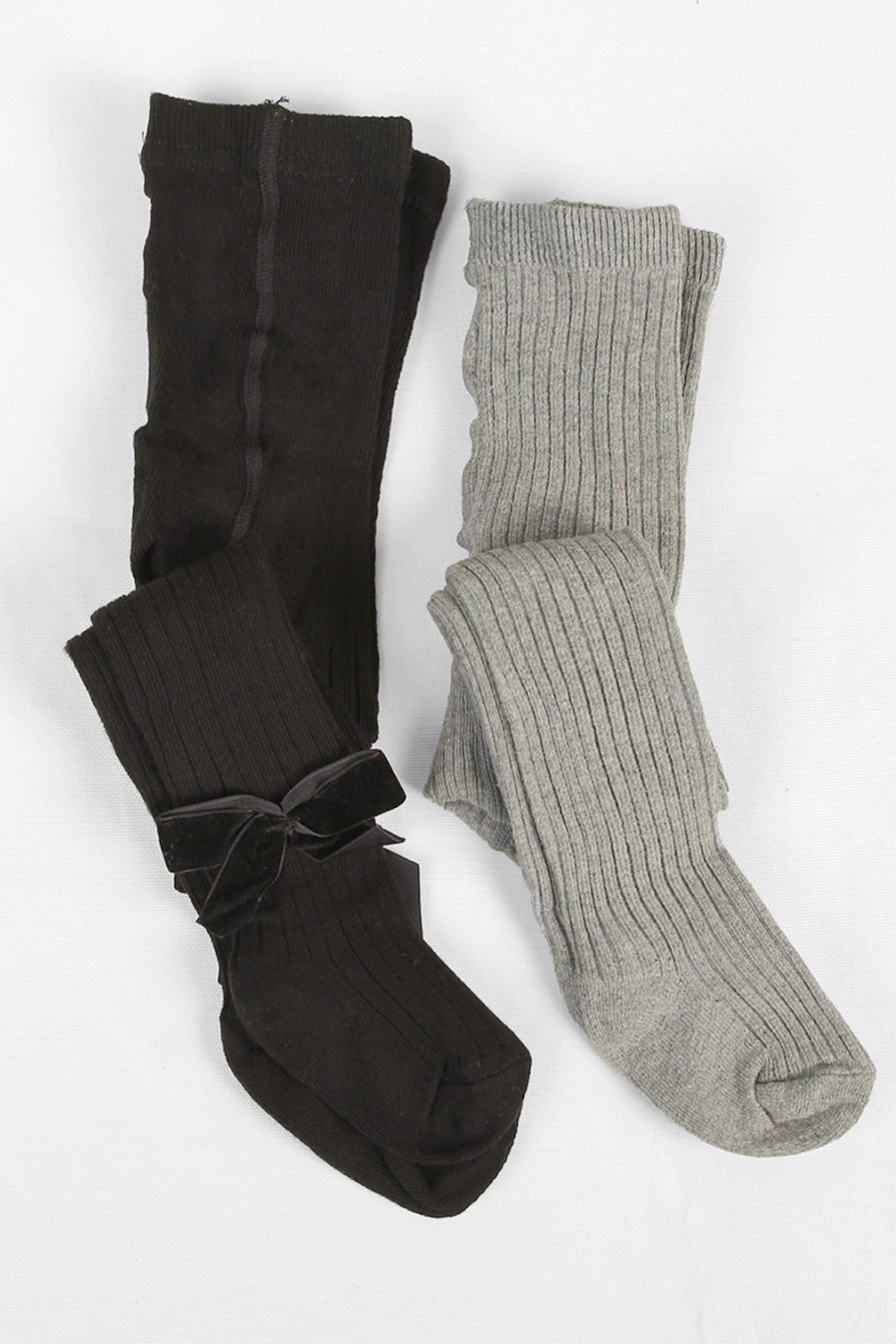 2'li Paket Party Bebek Külotlu Çorap Siyah/GREY