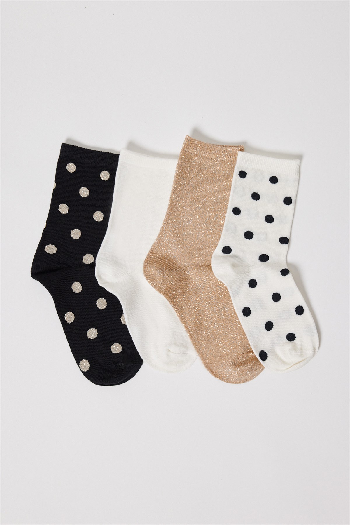 4'Lü Paket Kadın Soket Çorap Desenli