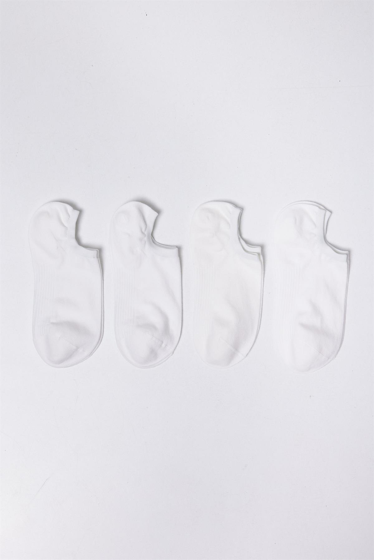 4'lü Paket Pamuklu Step Çorap Beyaz