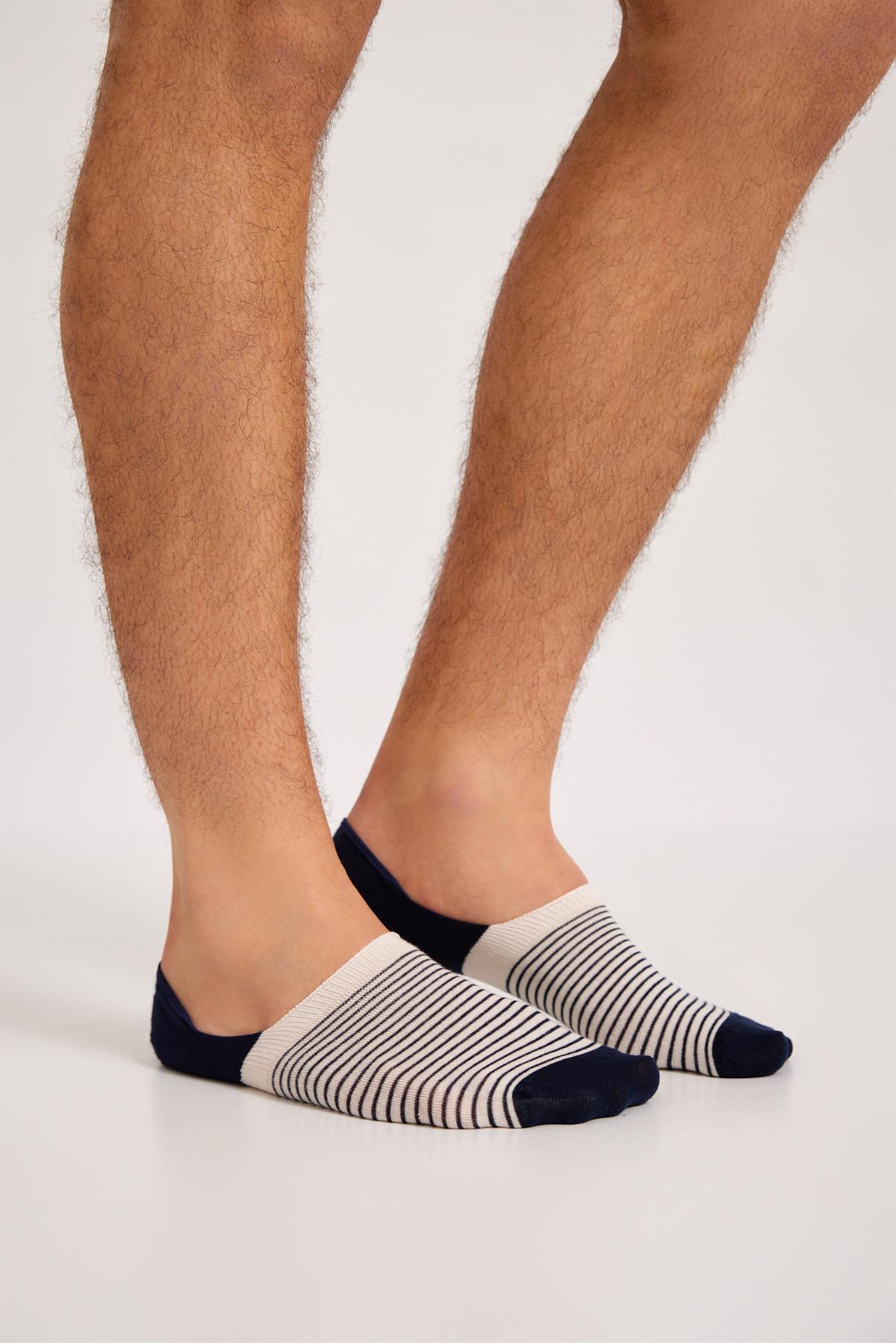 6'lı Paket Stripe Erkek Görünmez Çorap Desenli