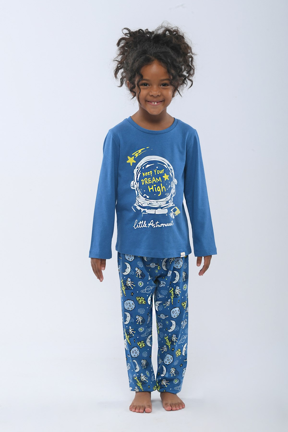 Blue Space Kız Çocuk Pijama Takımı MAVİ