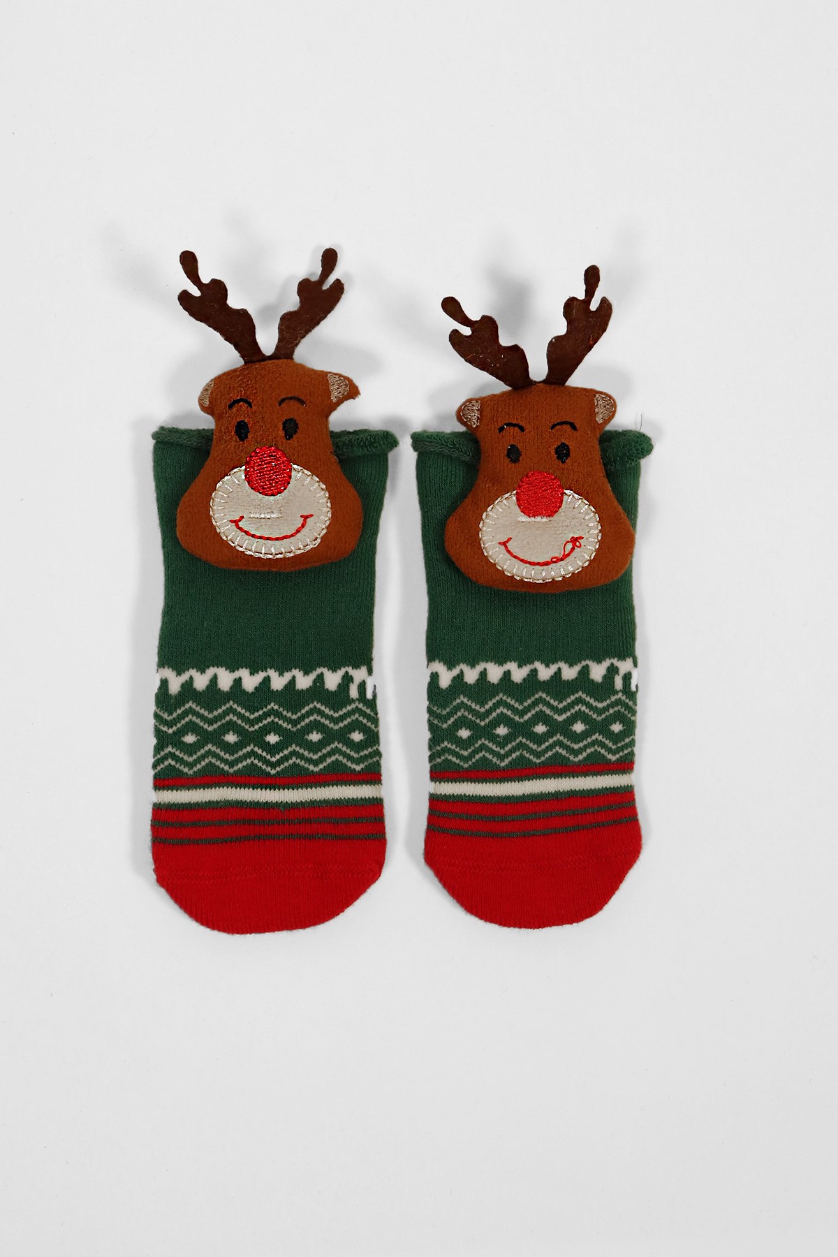 Christmas Deer Bebek Soket Çorap Yeşil