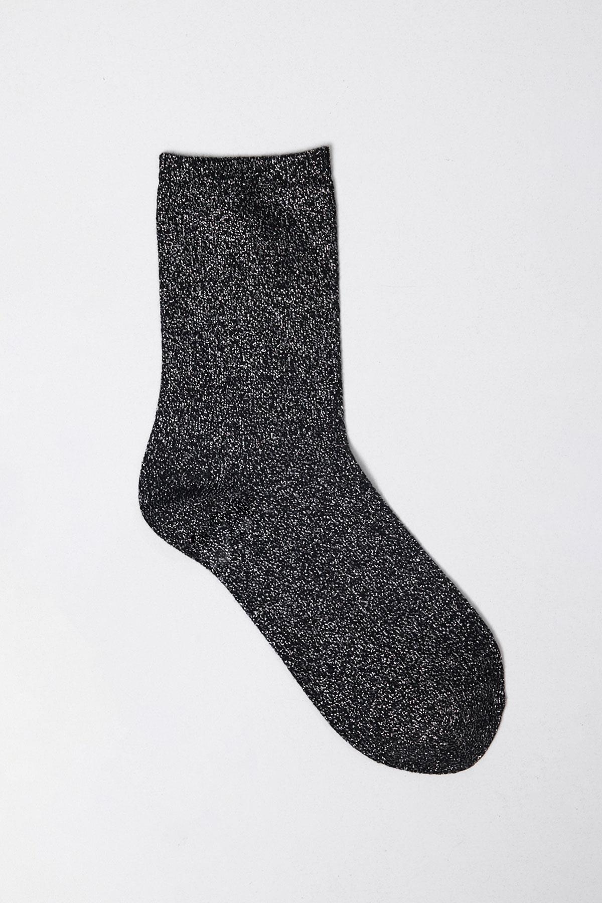 Desenli Kadın Soket Çorap Siyah SİMLİ