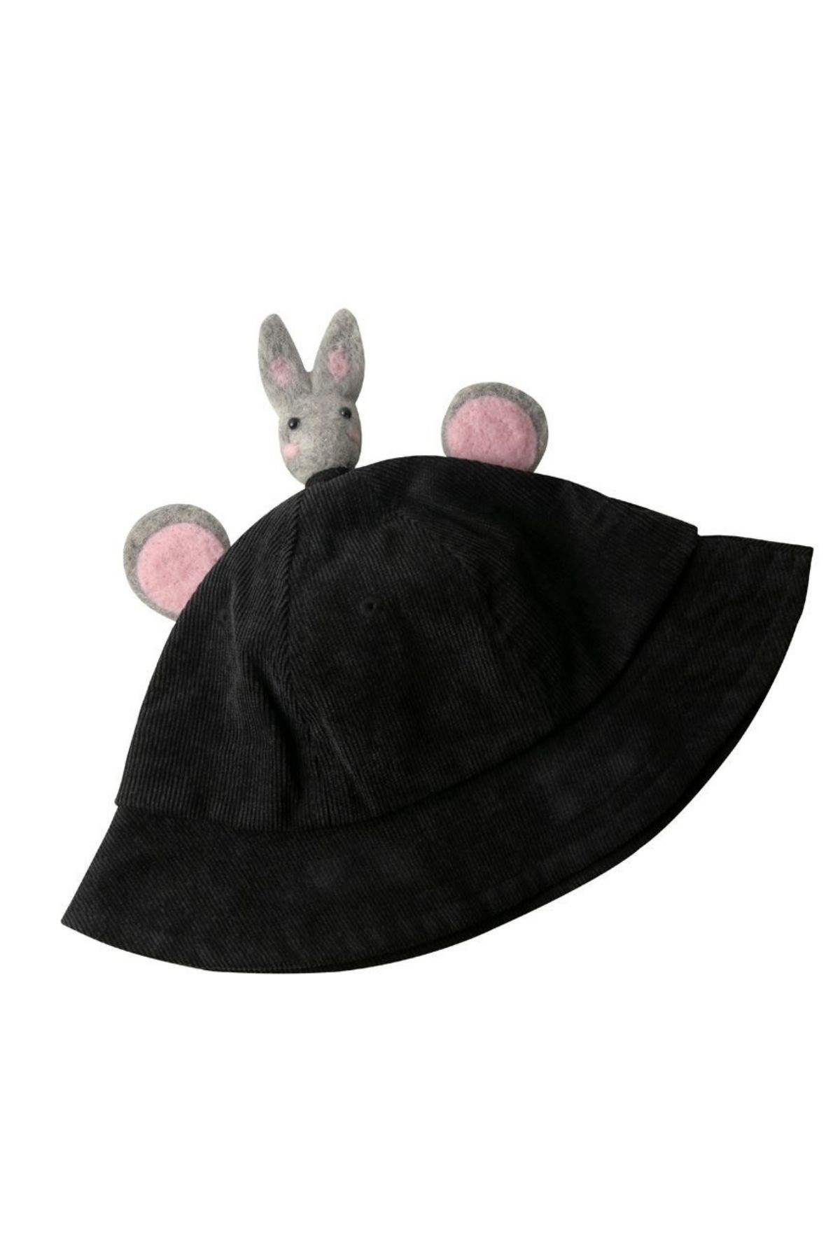 Hello Rabbit Çocuk Şapka-SİYAH