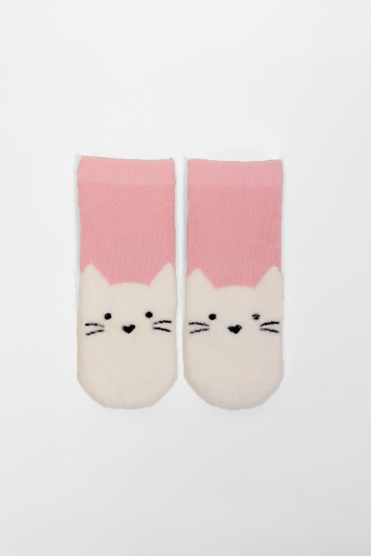 Kedi Desenli Bebek Soket Çorap Pembe