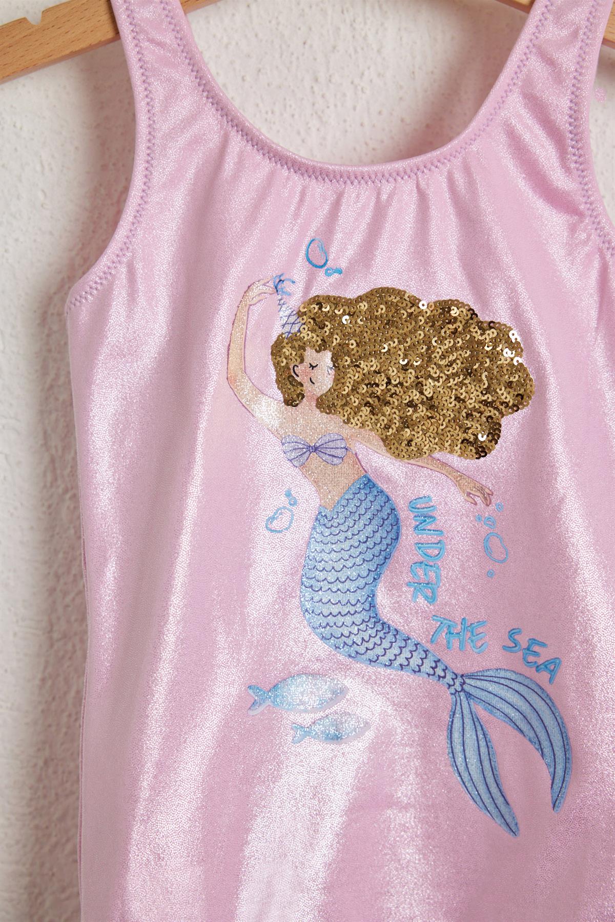 Mermaid Kız Çocuk Mayo Pembe