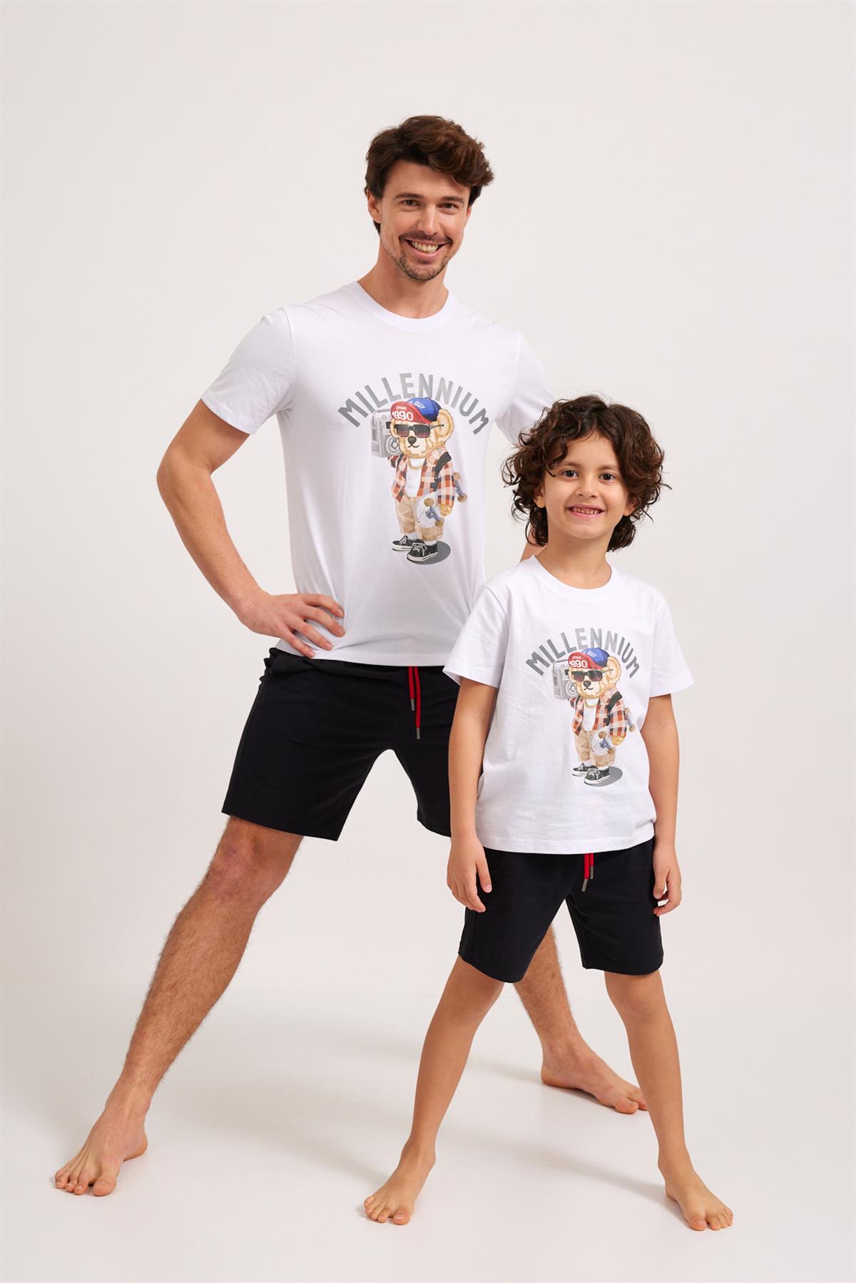 Millenium Erkek Çocuk Pijama Üst Beyaz