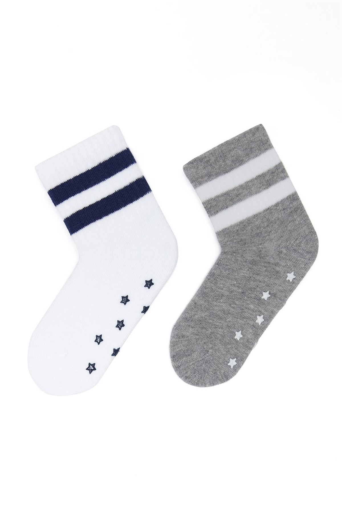 Star Bebek Soket Çorap-GREY/Beyaz