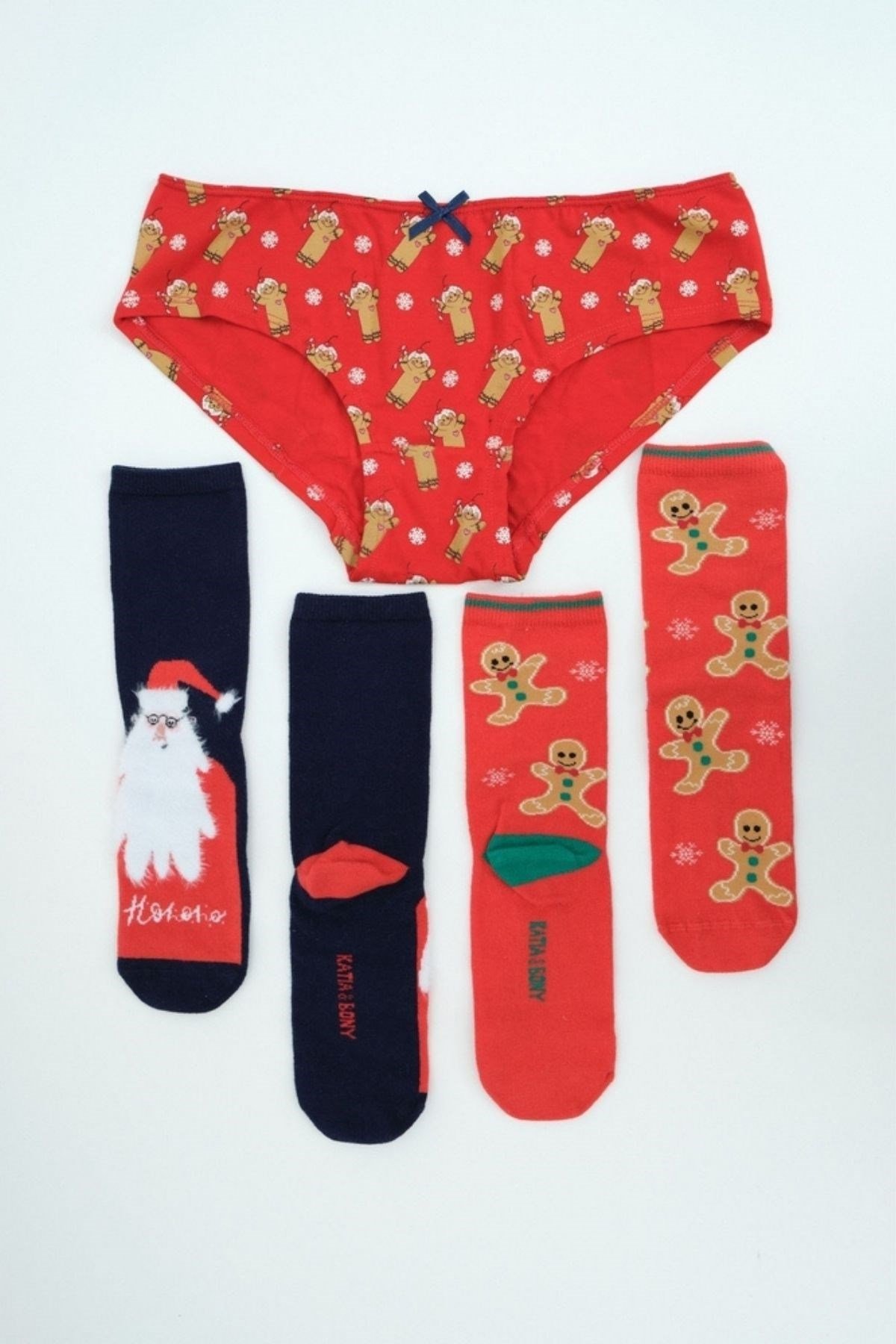 Yeni Yıl Kadın Slıp - Çorap Paketi-Desenli