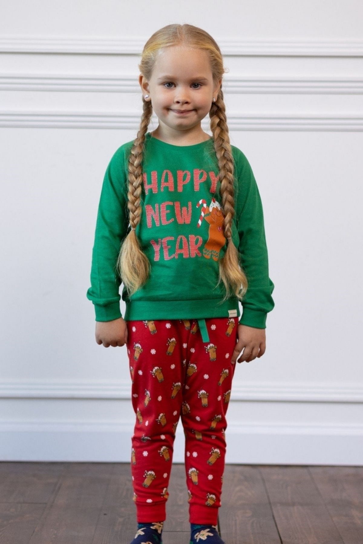 Yeniyıl Ginger Kız Çocuk Pijama Takımı-Yeşil