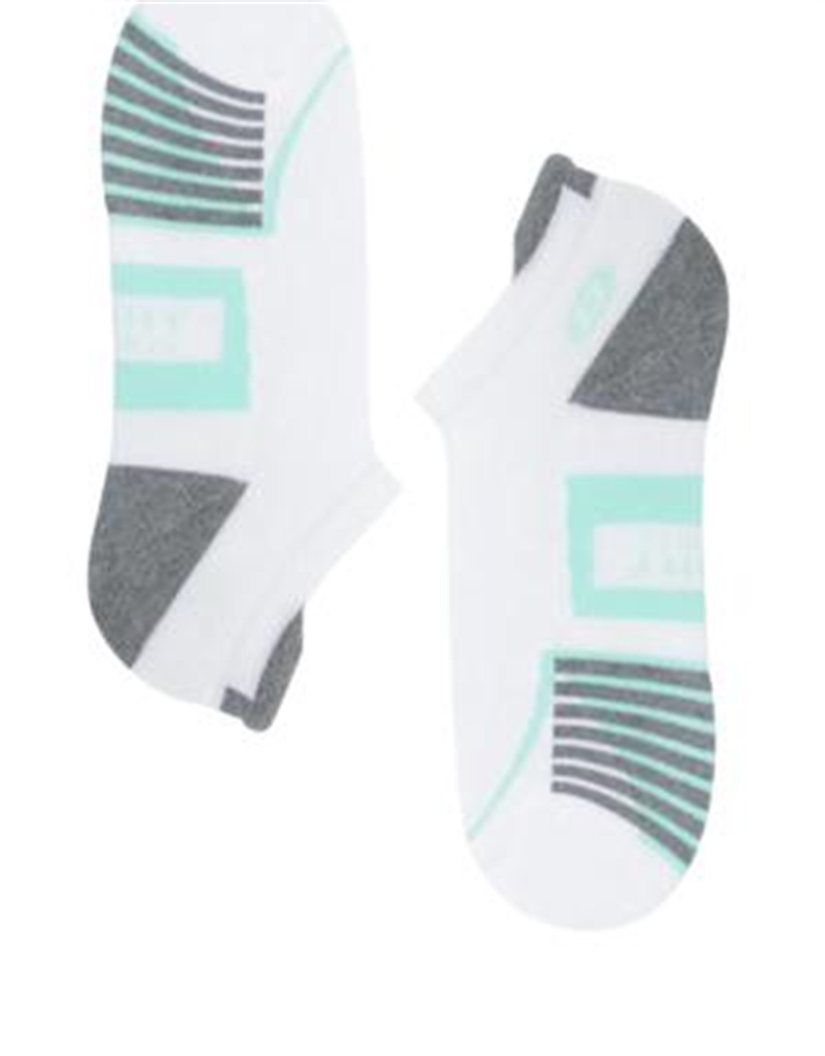 Troble Unisex Patik Basic Spor Çorap Beyaz/Yeşil