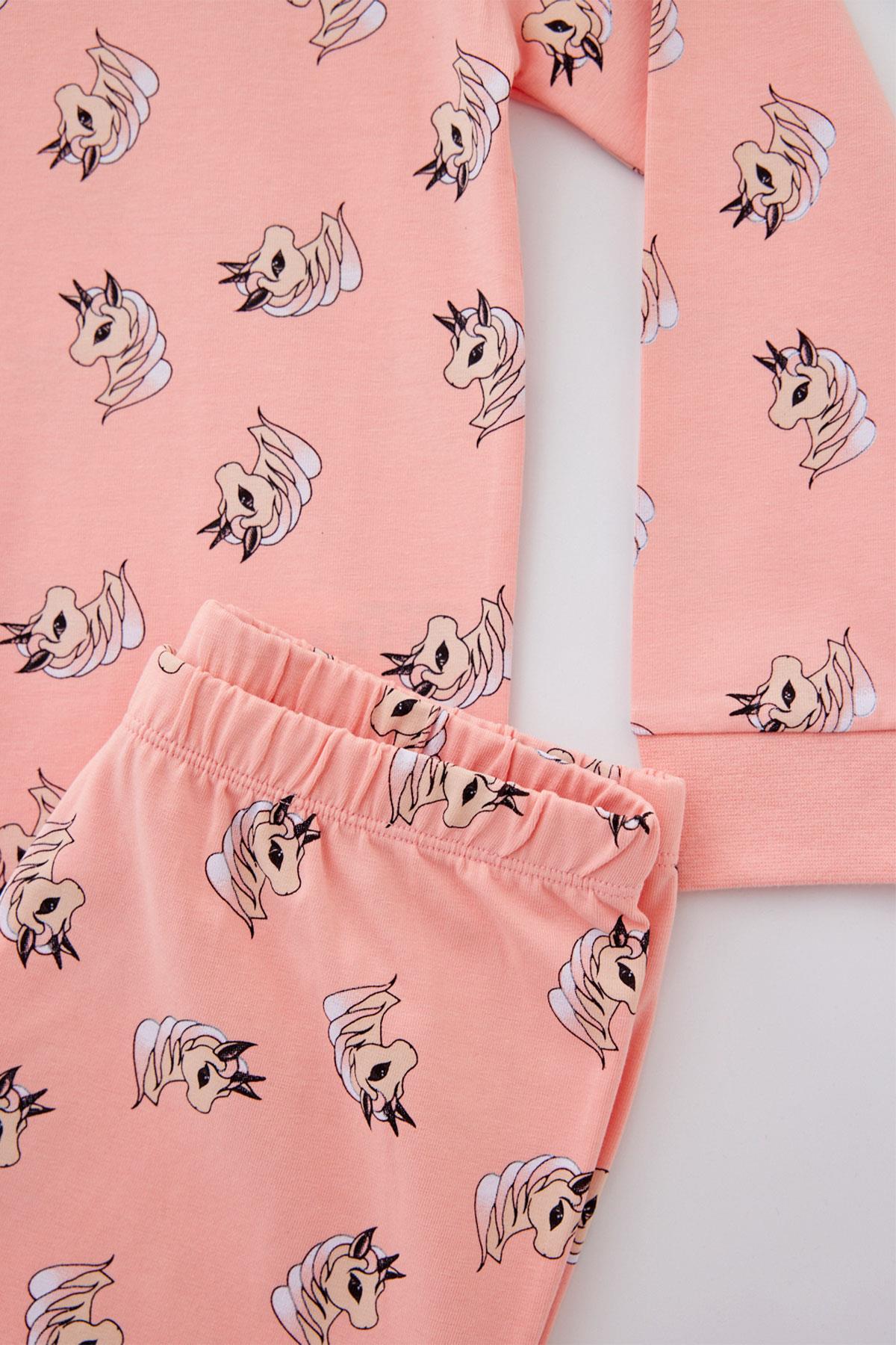 Unicorn Kız Çocuk Pijama Takımı Pembe