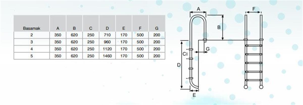 Muro Seri Paslanmaz Çelik Kaymaz 4 Basamaklı Merdiven (AISI 316)