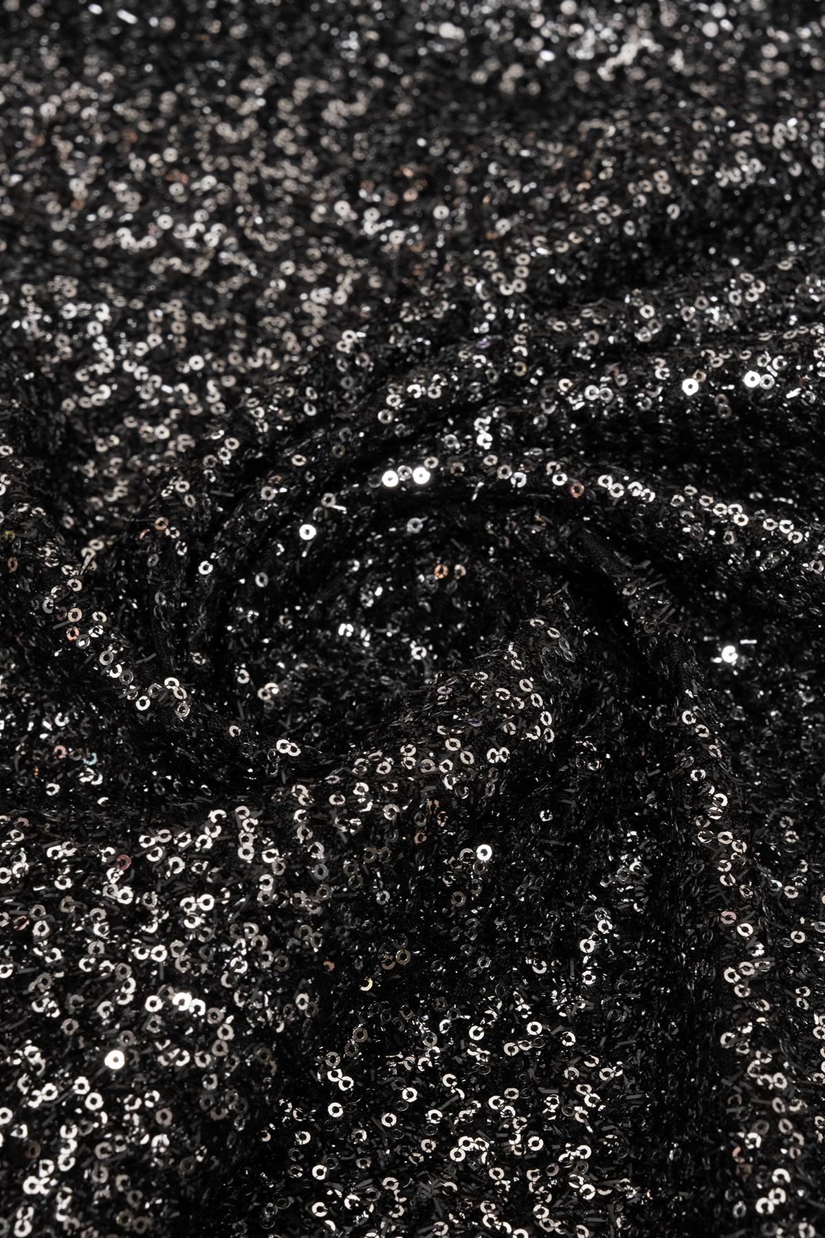 2 mm Payetli Gümüş Kumaş - Kumaş Deposu