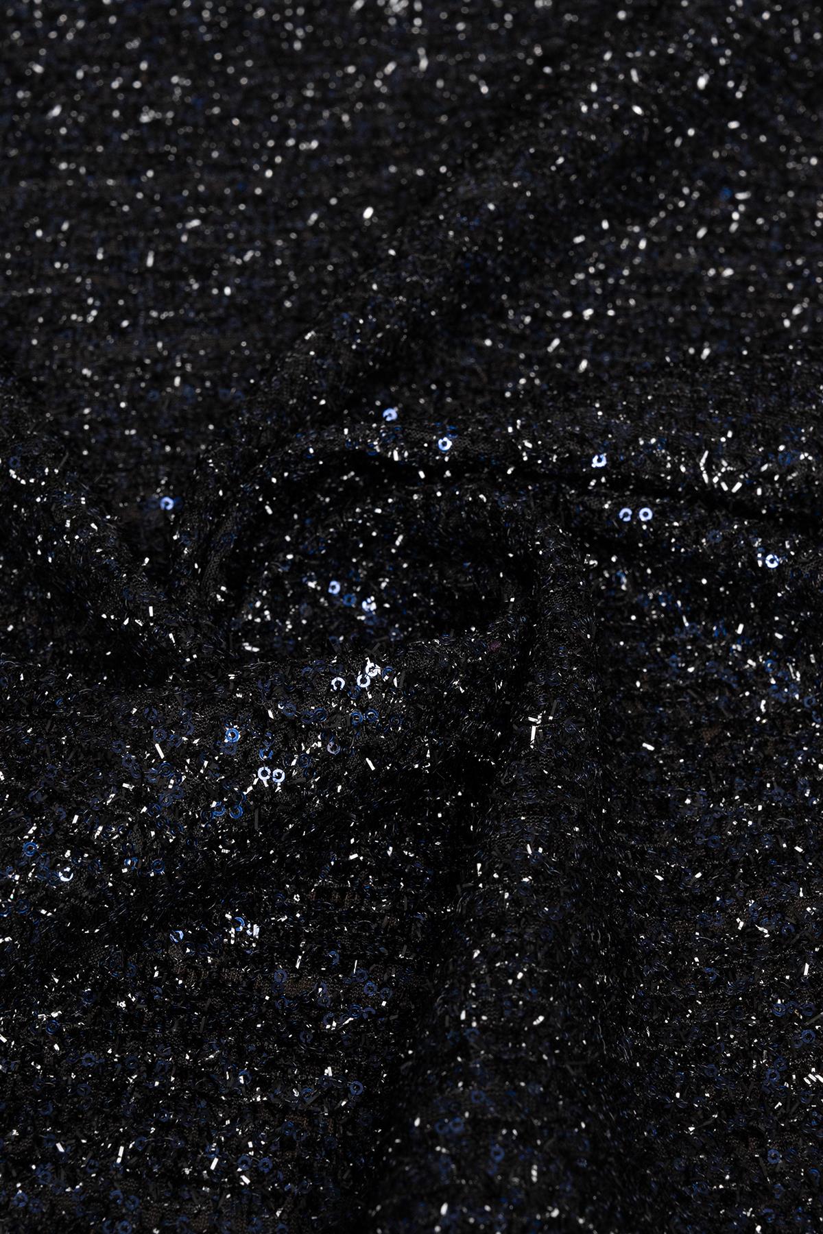 2 mm Payetli Lacivert Kumaş - Kumaş Deposu