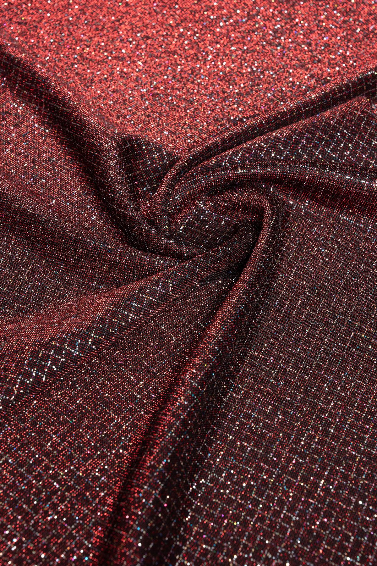 Brayt Baklava Desenli Simli Koyu Bordo Örme Kumaş - Kumaş Deposu