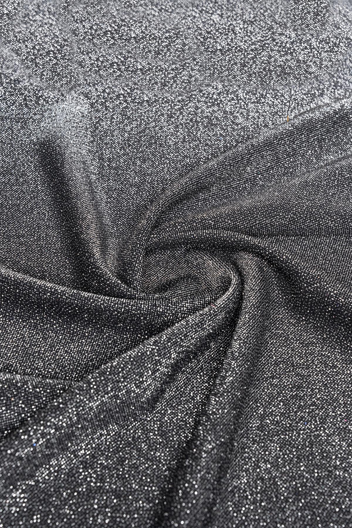 Brayt Simli Siyah/Gümüş Örme Kumaş - Kumaş Deposu