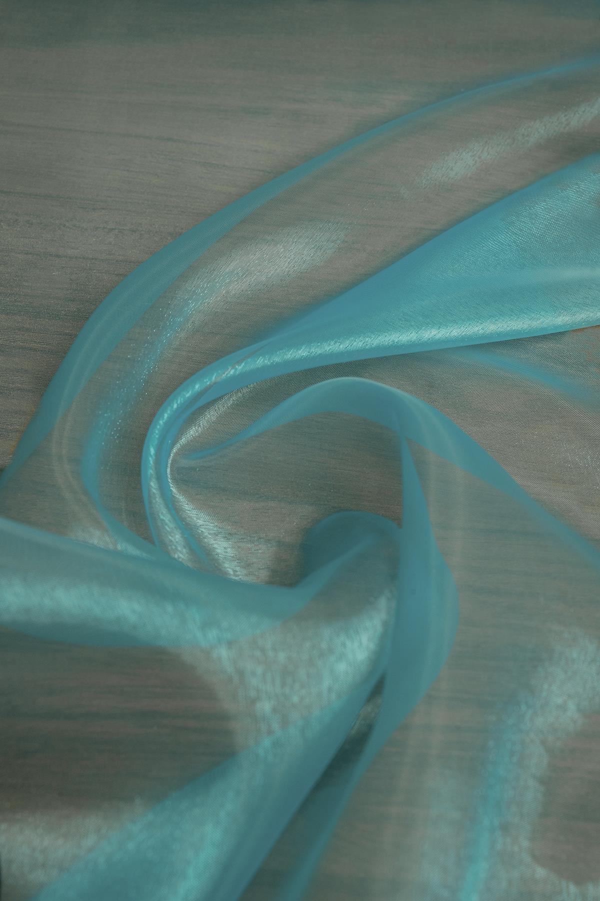 Cam Organze Mavi 2 Rengi Kumaş - Kumaş Deposu