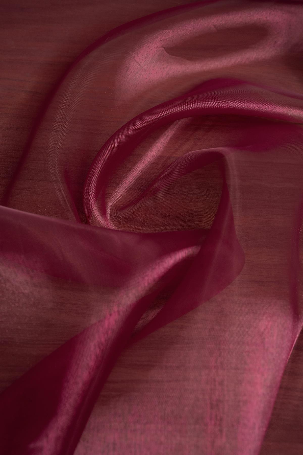 Cam Organze Vişne Rengi Kumaş - Kumaş Deposu