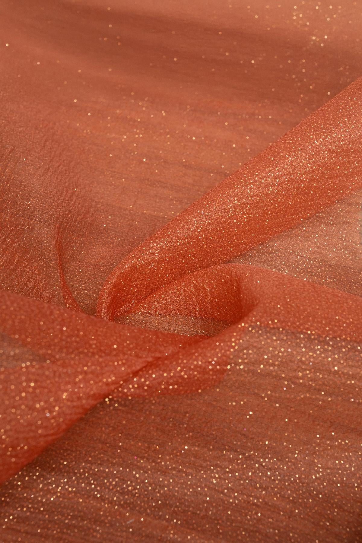 Simli Dalya Organze Taba Kumaş - Kumaş Deposu