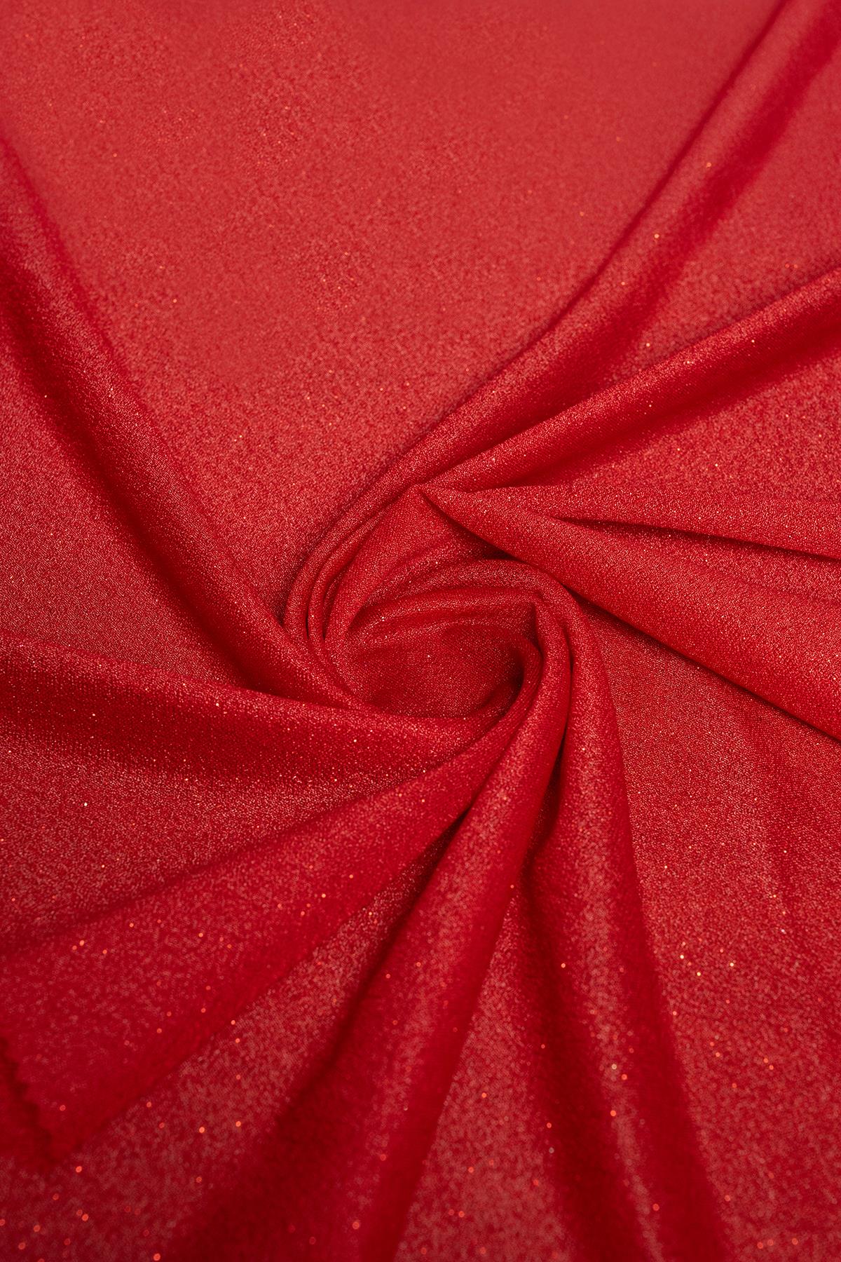 Violet Kırmızı Simli Tül - Kumaş Deposu