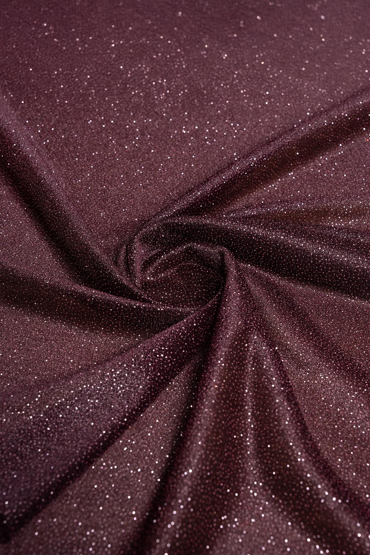 Violet Mürdüm Simli Tül - Kumaş Deposu