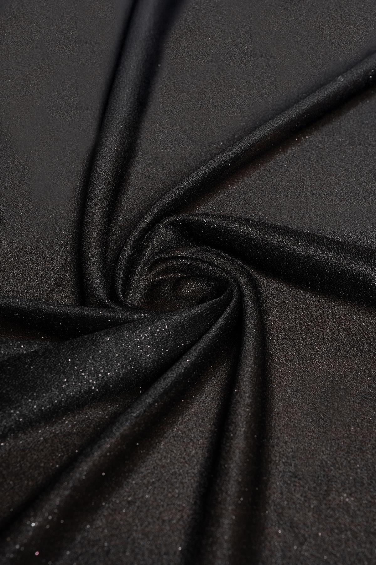 Violet Siyah Simli Tül  - Kumaş Deposu