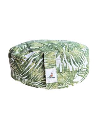 Tropikal Yapraklı Zafu Karabuğday Kabuğu Dolgulu Meditasyon Minderi