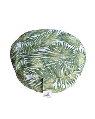 Tropikal Yapraklı Zafu Karabuğday Kabuğu Dolgulu Meditasyon Minderi