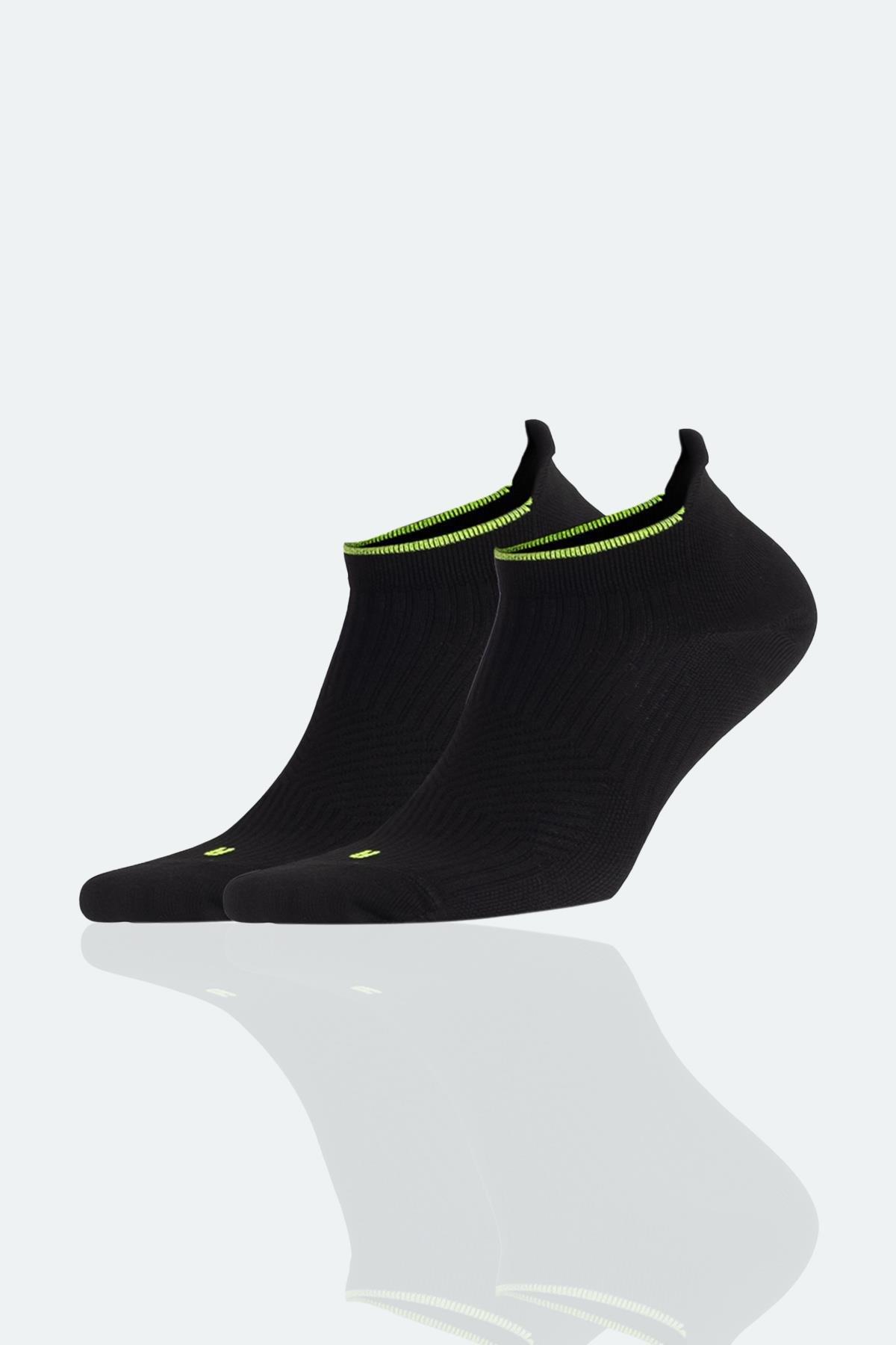 Aytuğ Unisex Sıkılaştırıcı Koşu Ve Spor Patik Çorap Siyah Siyah
