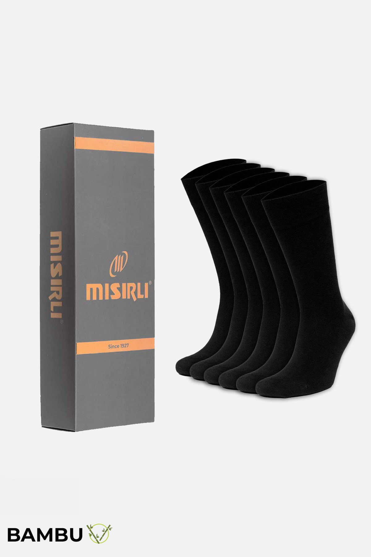 Erkek Bambu Kutulu 6 Çift Soket Çorap Siyah