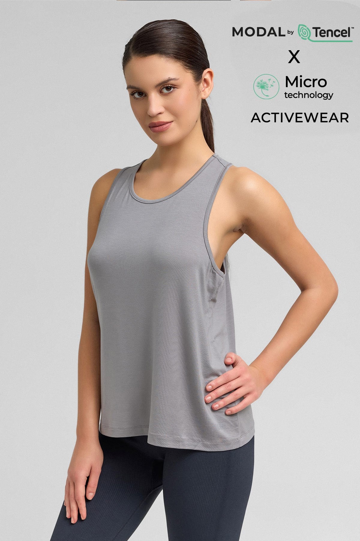 Kadın Activewear Valentina Modal by Tencel Sporcu Atlet Gri