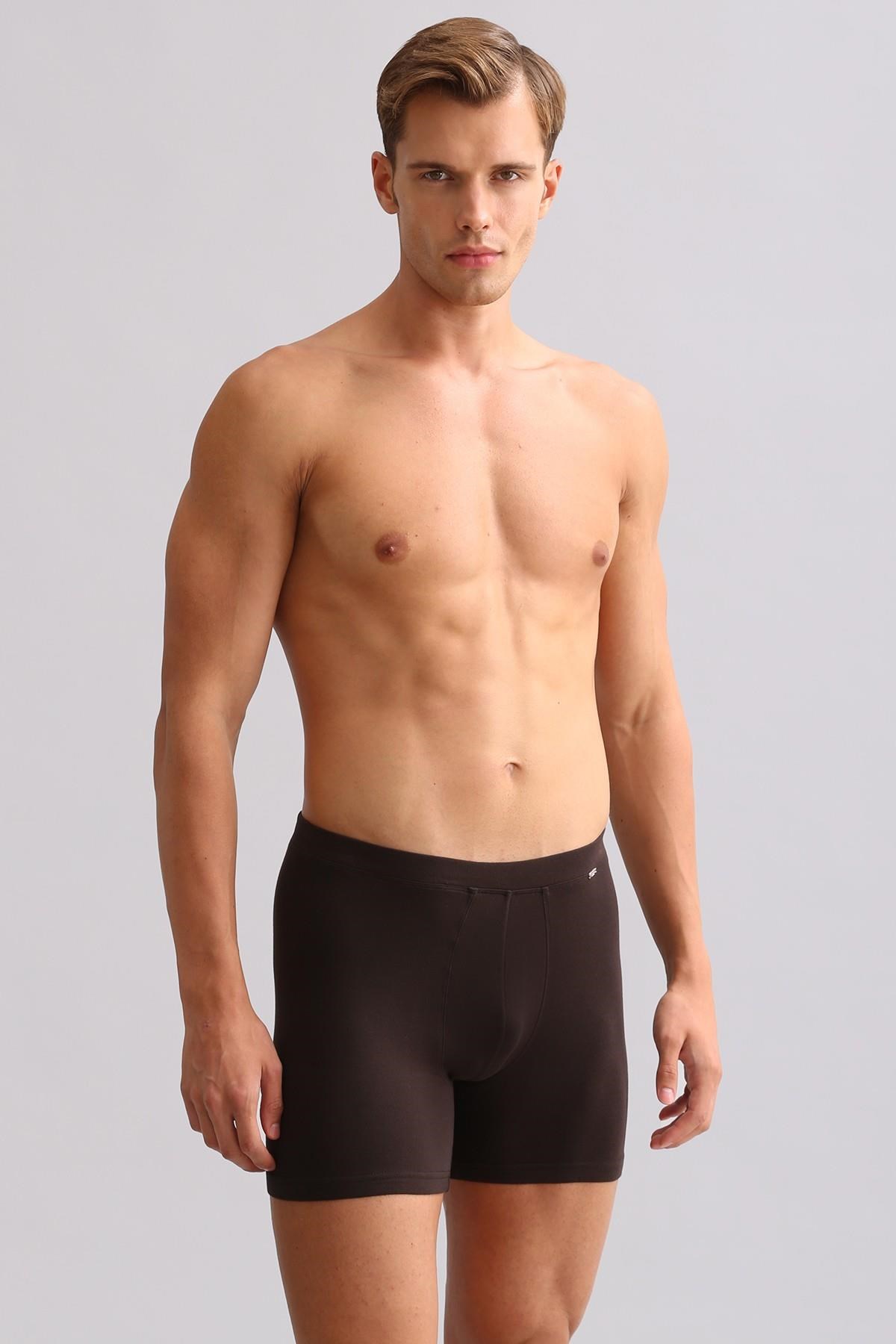 Mısırlı BAMBU ZEUS LUXURY Regular Fit Metal Armalı Long Boxer Kahverengi