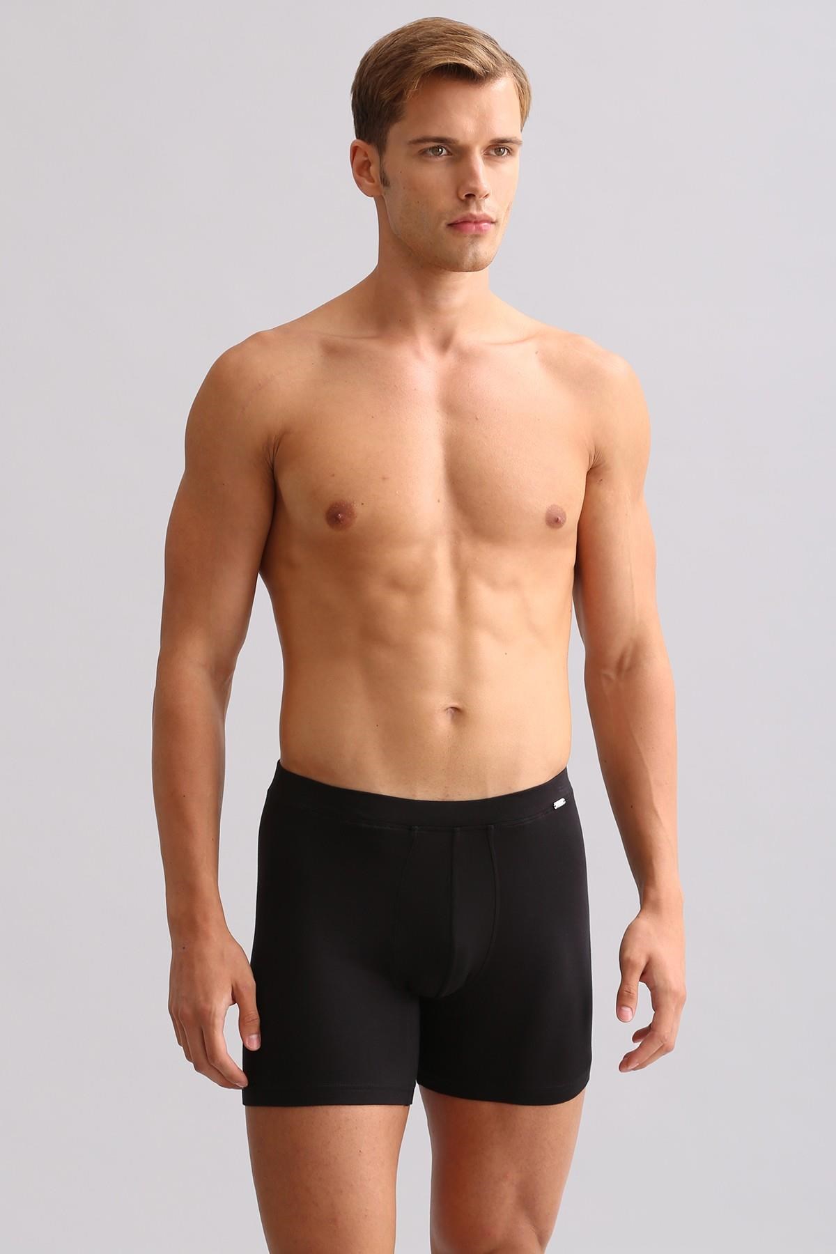 Mısırlı BAMBU ZEUS LUXURY Regular Fit Metal Armalı Long Boxer Siyah