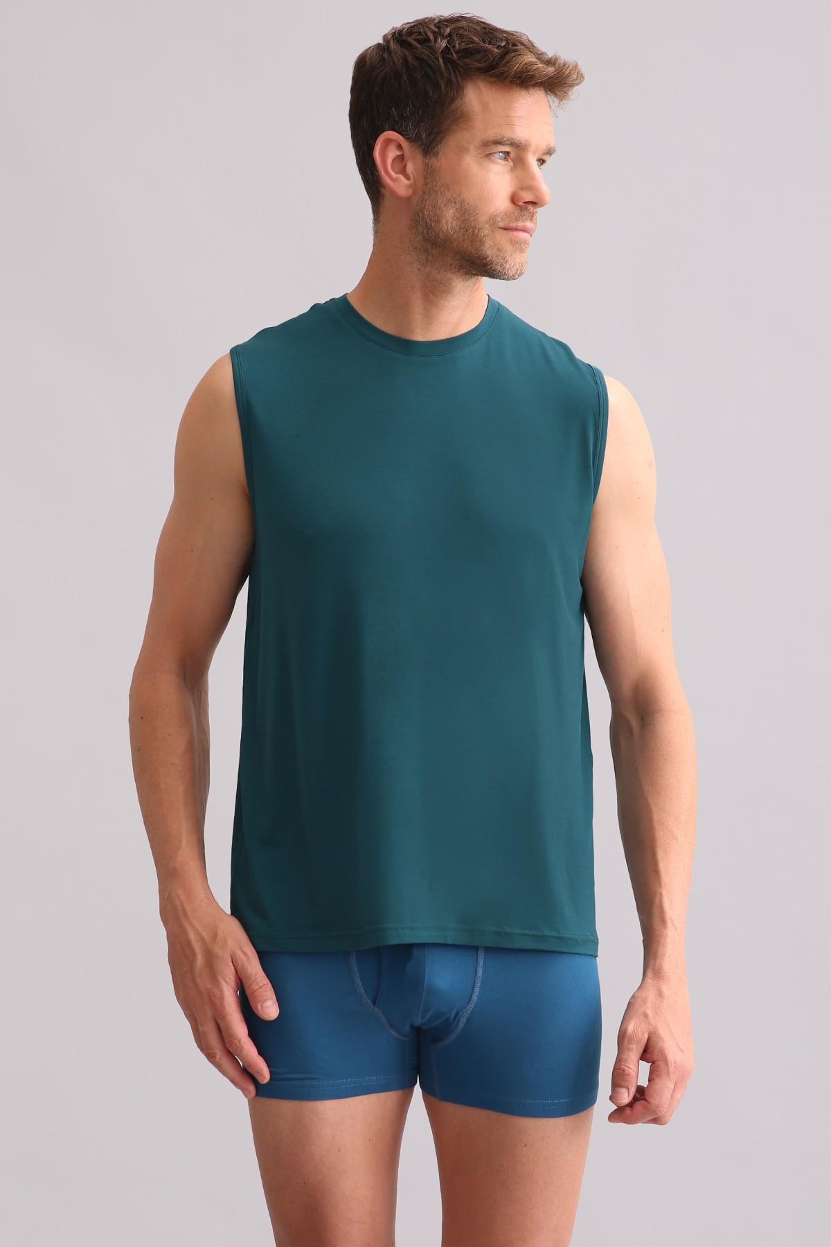 Mısırlı BAMBU ZEUS Regular Fit Bisiklet Yaka Sporcu Atlet Fit Green