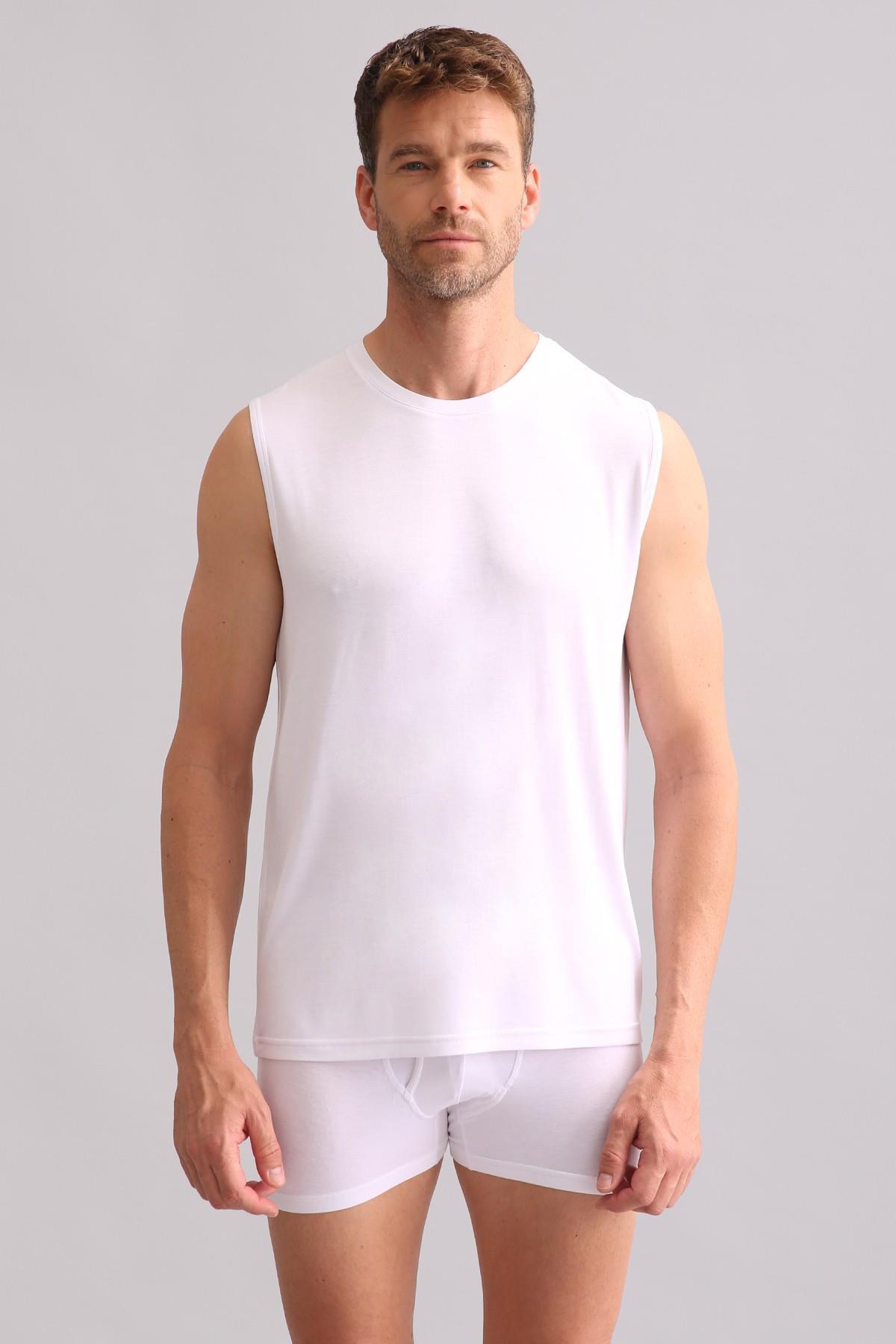 Mısırlı BAMBU ZEUS Regular Fit Bisiklet Yaka Sporcu Atlet Beyaz