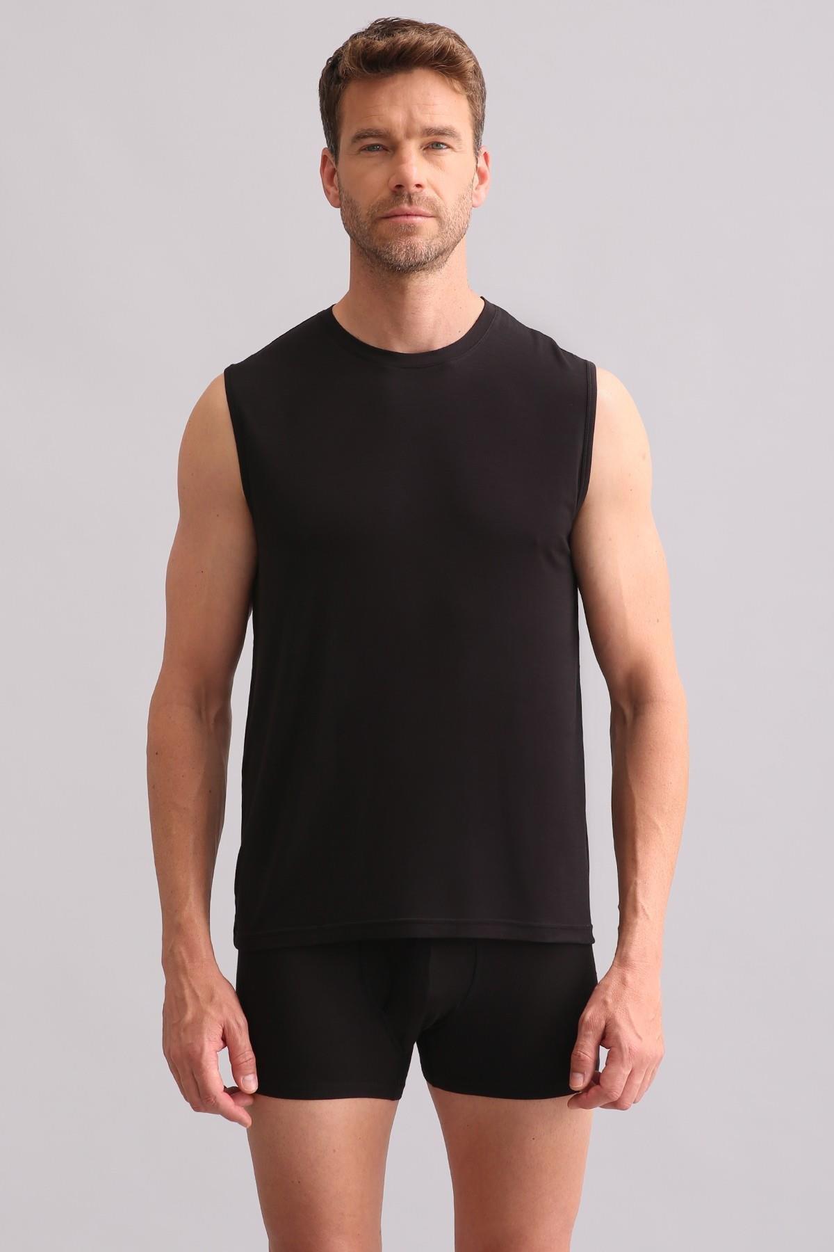 Mısırlı BAMBU ZEUS Regular Fit Bisiklet Yaka Sporcu Atlet Siyah