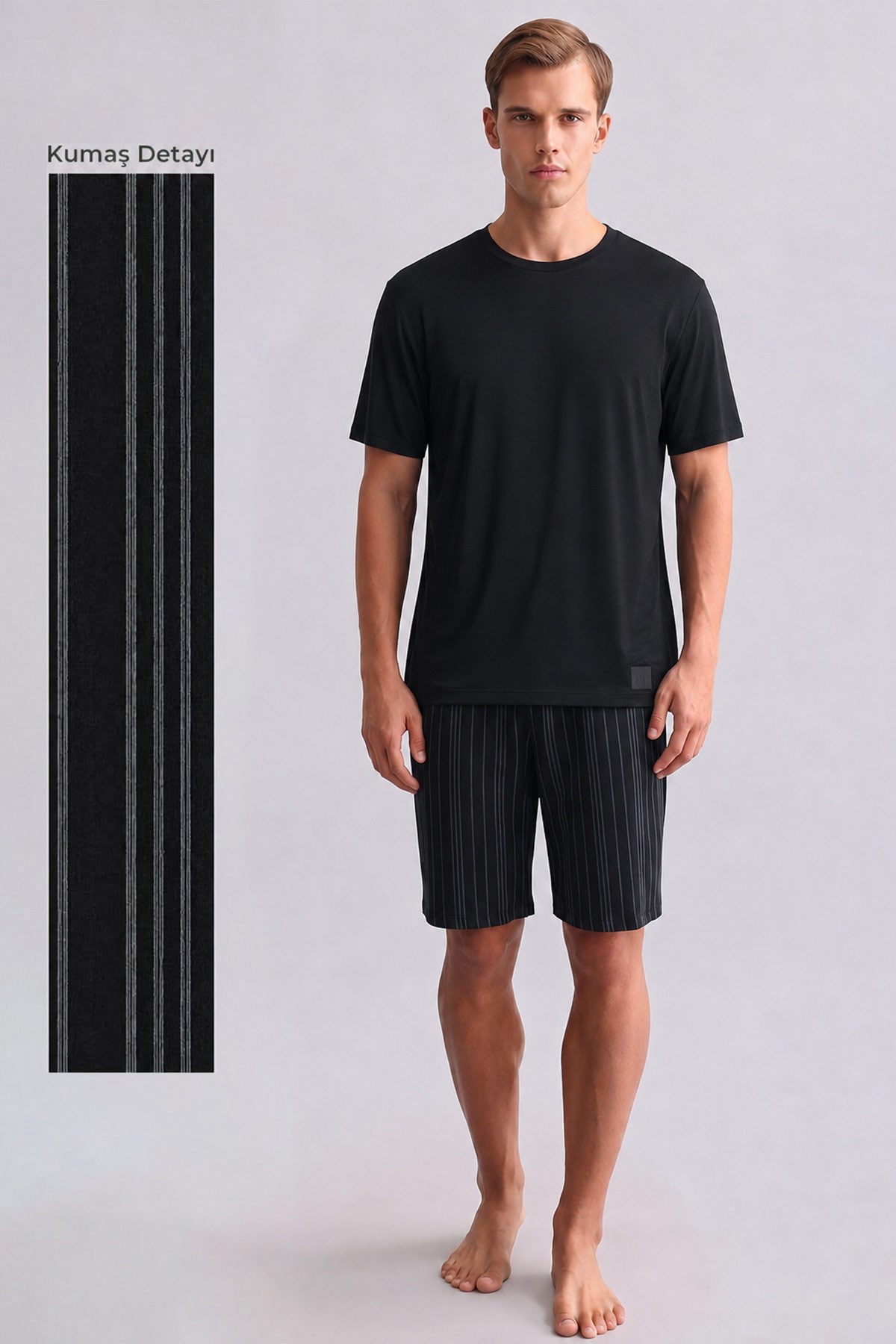Mısırlı Erkek Bambu Pijama Şort Siyah