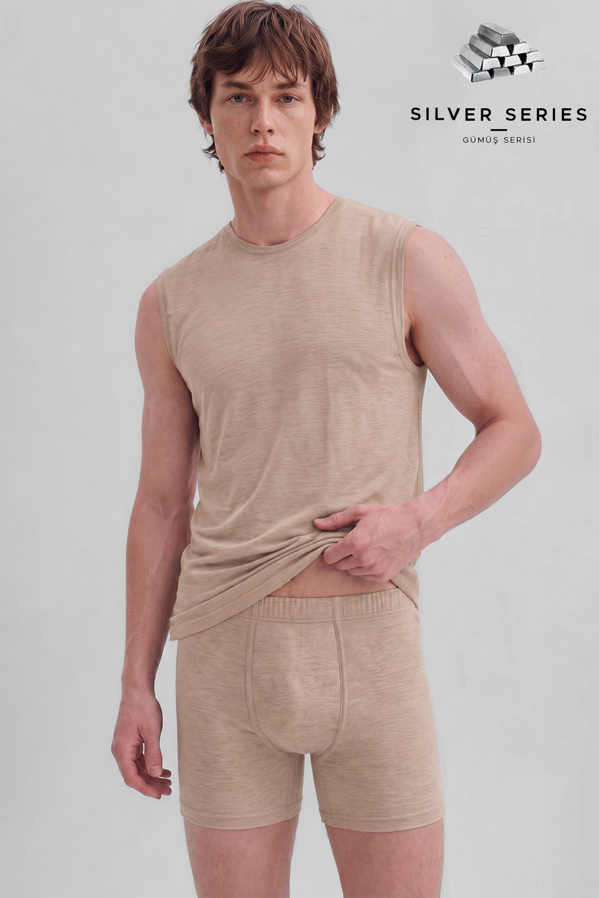 Mısırlı Erkek Gümüş Uzun Boxer Ten