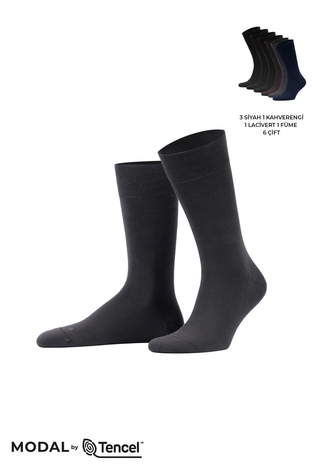 Mısırlı Erkek Modal Ergonomik Kutulu 6 Çift Soket Çorap Çok Renkli