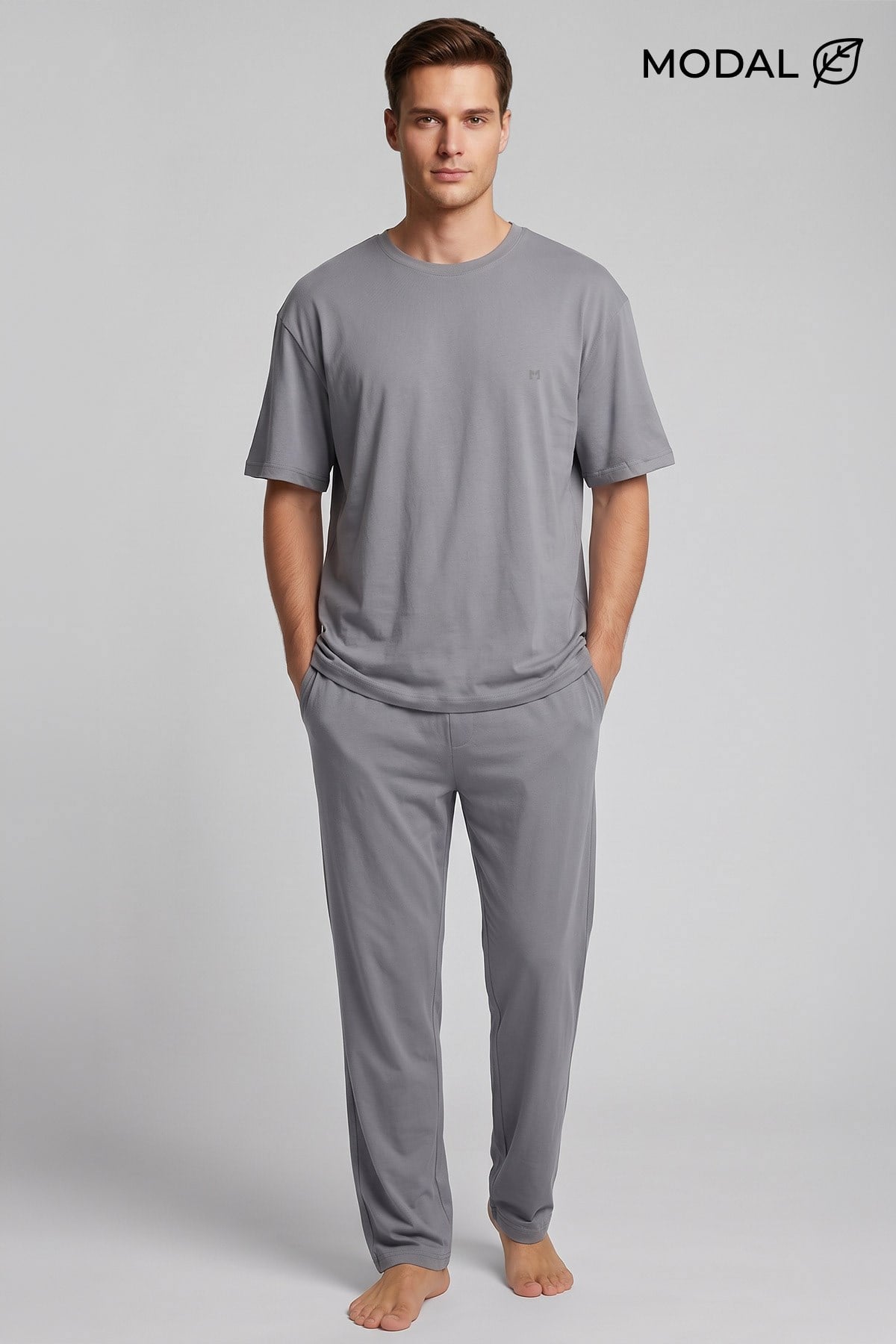 Mısırlı Erkek Modal Karışımlı Pijama Takım Gri