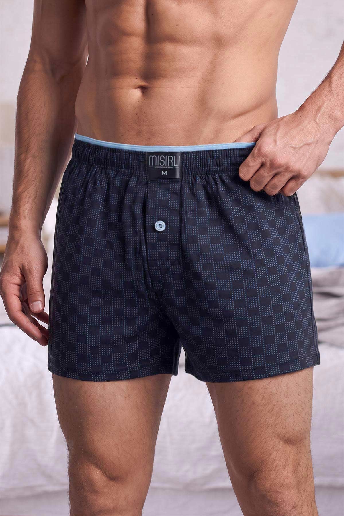 Mısırlı Erkek Pamuk Artemis Relax Fit Boxer Çiçek Desenli /Lacivert