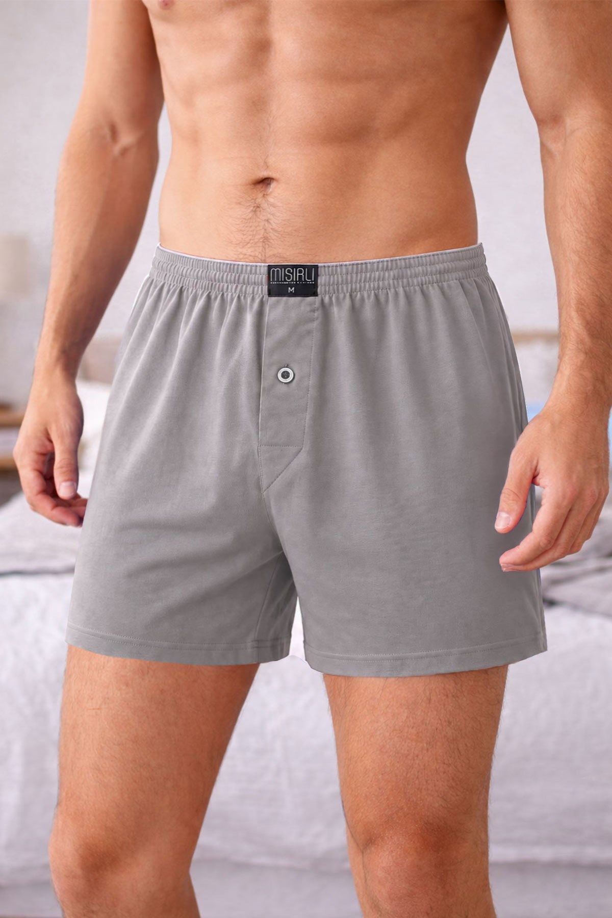 Mısırlı Erkek Pamuklu Ares Şort  Boxer Gri